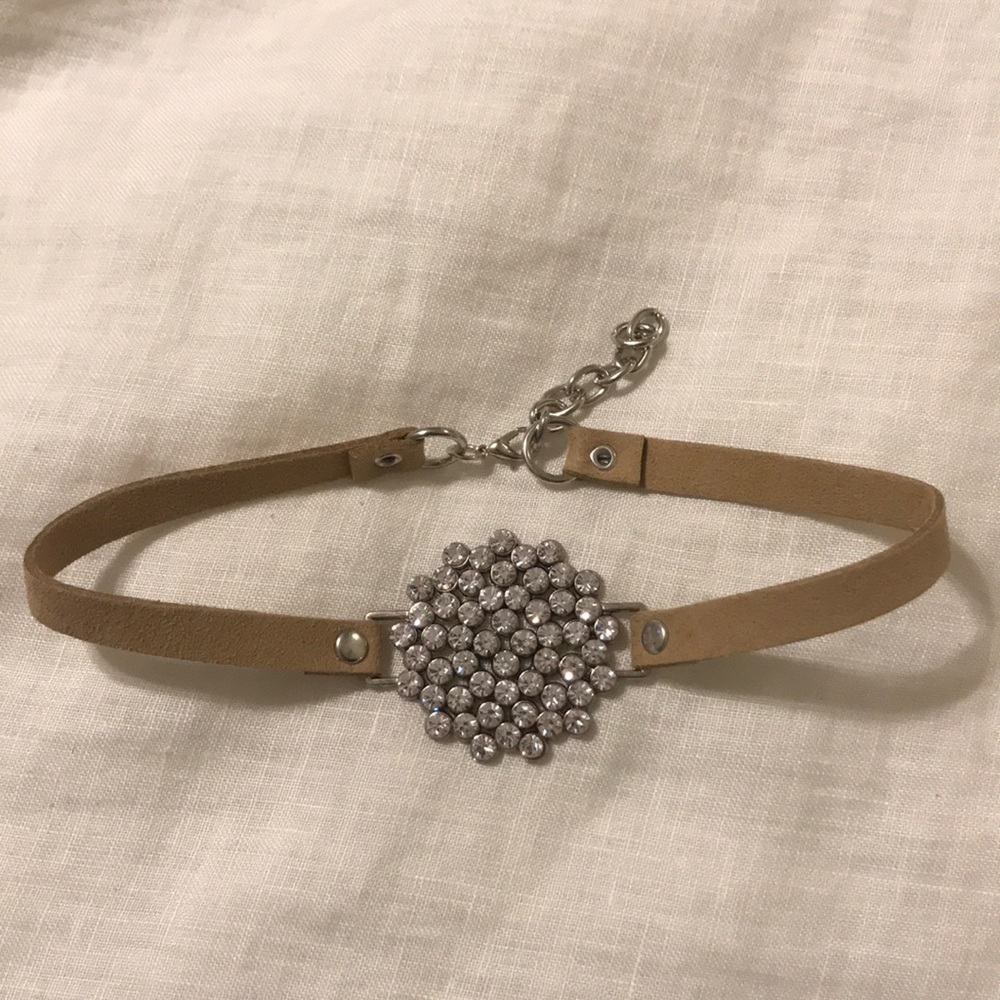 JBloom Tan and Rhinestone Choker/Bracelet